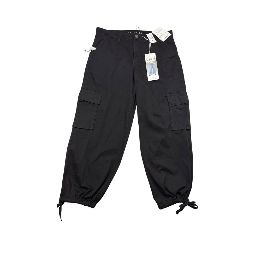 Gemma Rae Cargo Pants Women 16W Black Ultra Stretch Wide Leg Tie Cuff NEW